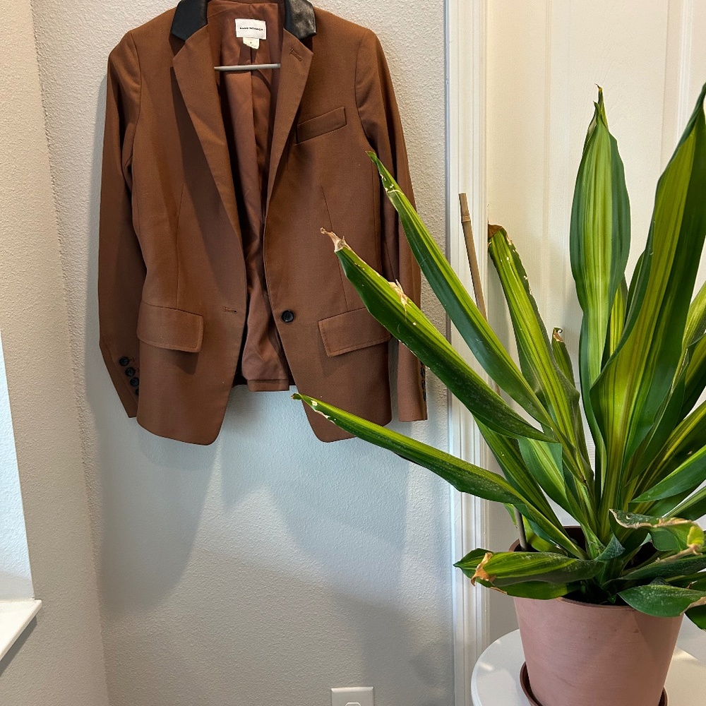 Club Monaco Leather Collar Blazer